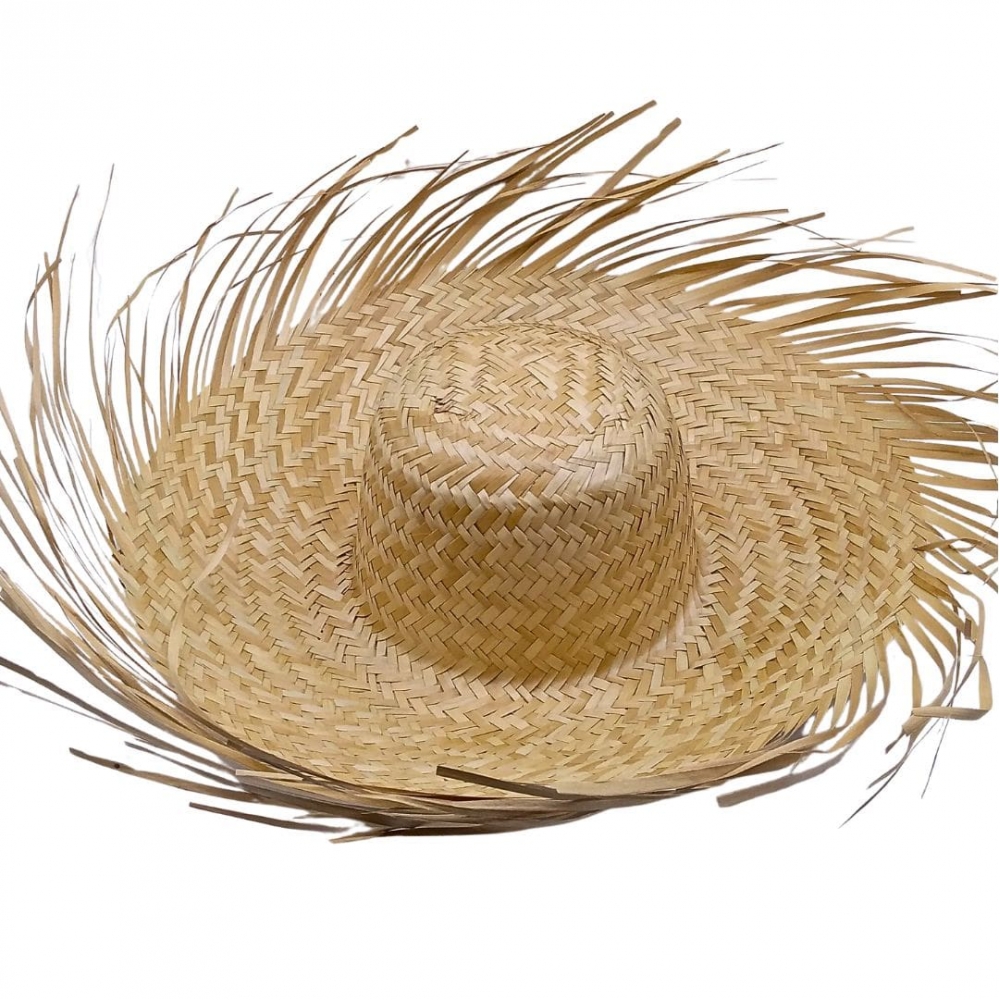 Chapeu De Palha Natural Desfiado