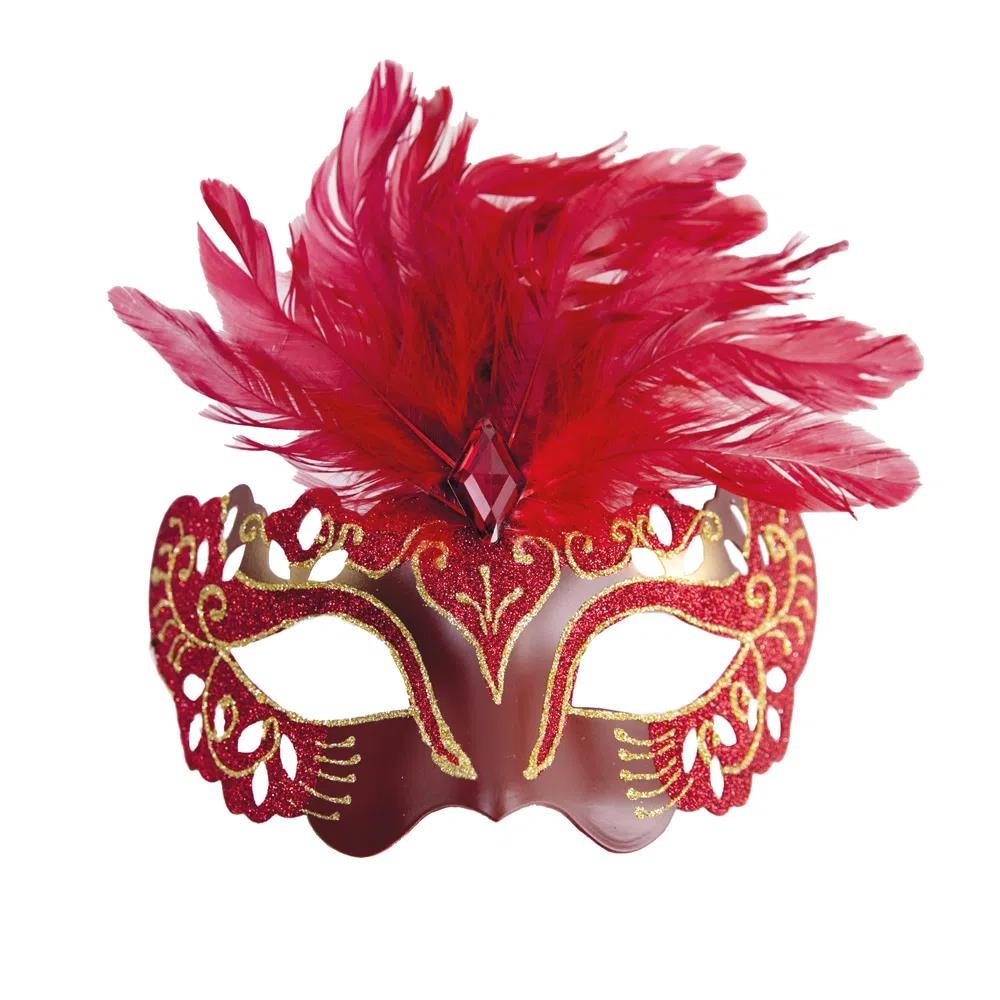 Máscara Veneza Gala Vermelha Com Haste - Cromus