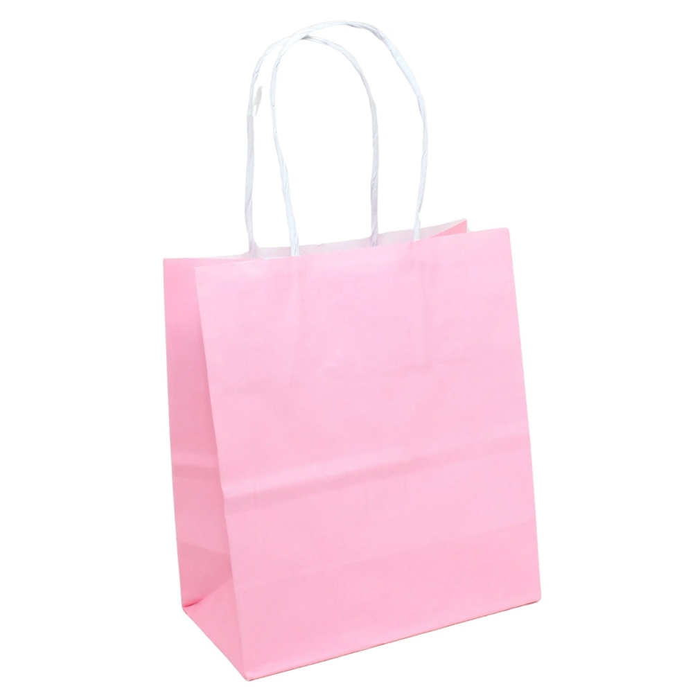 Sacola Papel Kraft Rosa Bebê Tamanho 18cm X 09cm X 24cm 10un