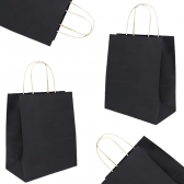 Sacola Papel Kraft Preta Tamanho 24cm X 10cm X 33cm 10 Un