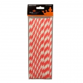 Canudo De Papel Listra Vermelho Silver 12un