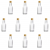 Lembrancinha Garrafa De Vidro 50ml Tampa Aluminio Dourada 10 Un