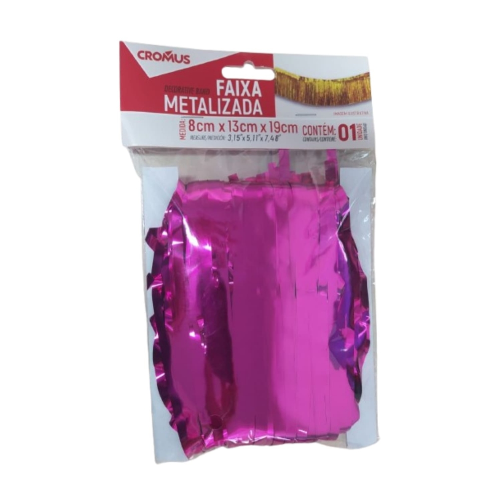 Faixa Metalizada Pink 8x13x19cm Cromus