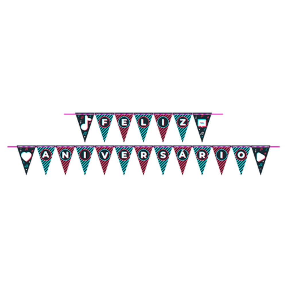 Faixa Feliz Aniversário Music Move 175x13cm Un - Junco