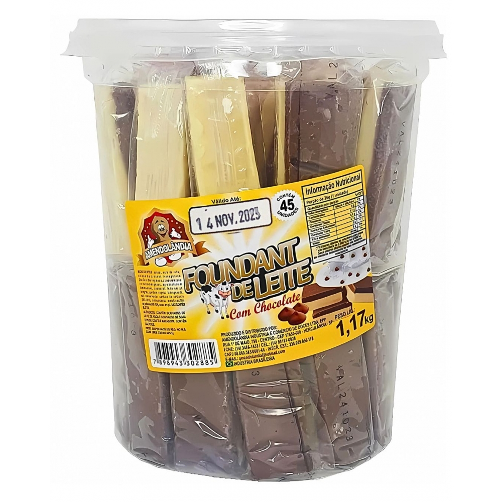 Foundant De Leite Com Chocolate Amendolândia - 45un