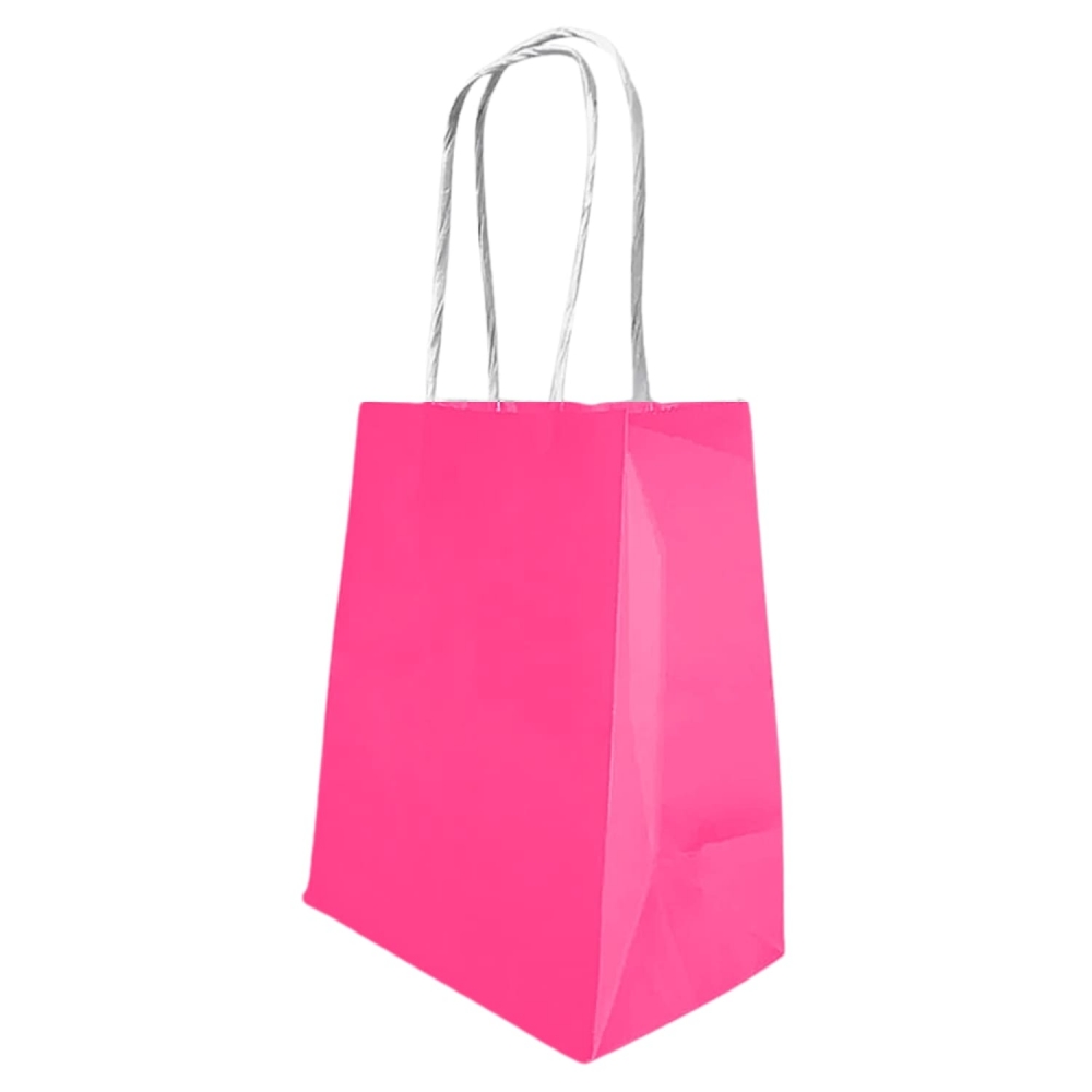 Sacola Papel Kraft Rosa 18cm X 09cm X 24cm 10 Un