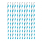 Canudo De Papel Listrado Azul Claro Art Lille 12un