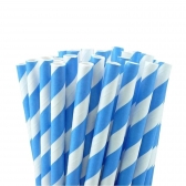 Canudo De Papel Listrado Azul Claro Art Lille 12un