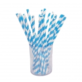Canudo De Papel Listrado Azul Claro Art Lille 12un