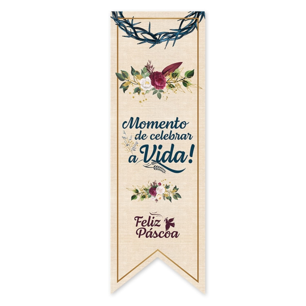 Faixa Decorativa Vertical De Tecido 1,20mx40cm Pascoa Regina