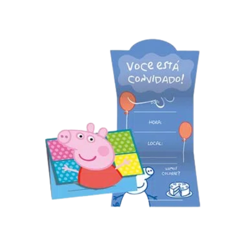 Convite Peppa Pig 8 Un - Regina