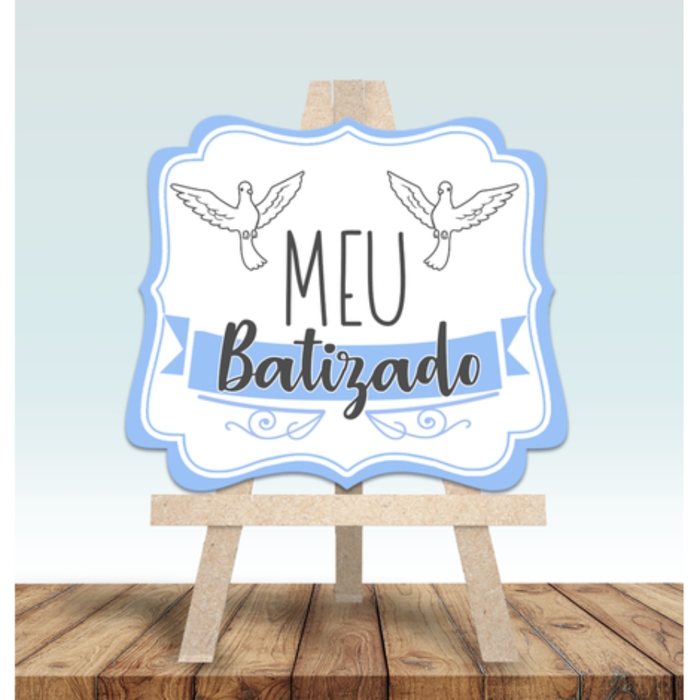 Lousa Mdf Decorativa Meu Batizado Azul Un - Grinfest