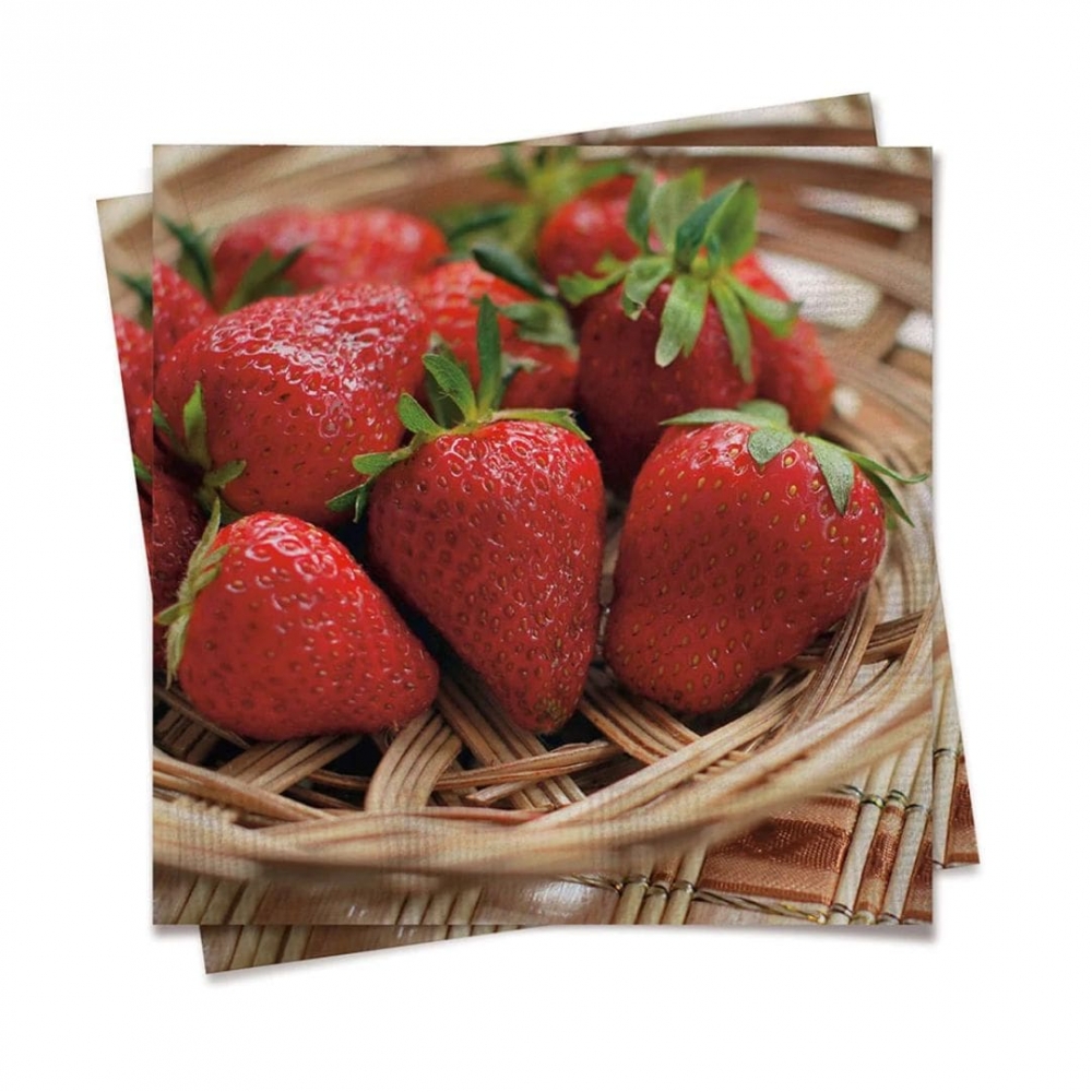 Guardanapo Morango 33x33 Cromus - 20un