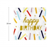 Guardanapo Happy Birthday Confete 33x33 Silver - 20 Un