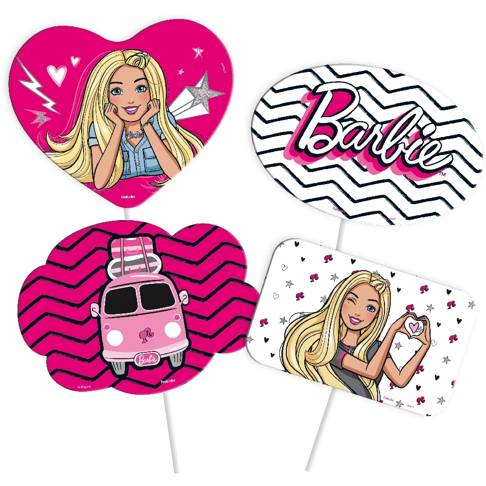 Placas Divertidas Barbie 4 Un - Festcolor