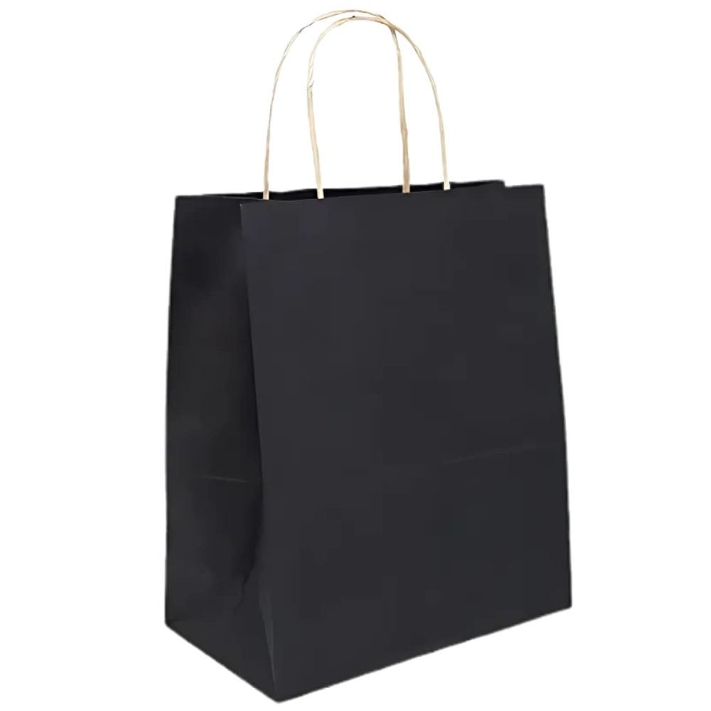 Sacola Papel Kraft Preta Tamanho 18cm X 09cm X 22cm 10 Un