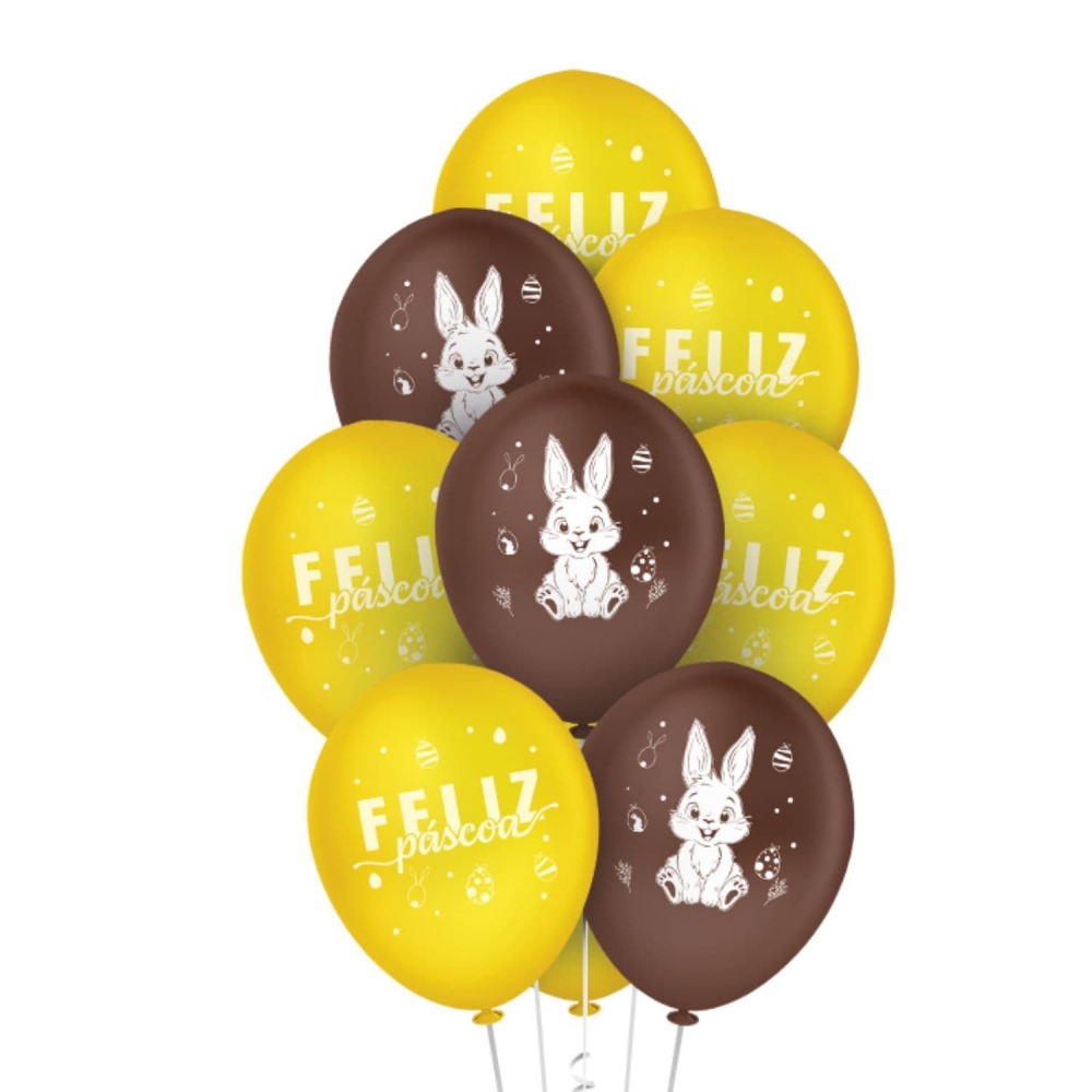 Balão Látex Coelho Feliz Páscoa 9 Polegadas 25un - Regina