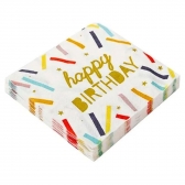 Guardanapo Happy Birthday Confete 33x33 Silver - 20 Un