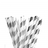 Canudo De Papel Listrado Prata Art Lille 12un