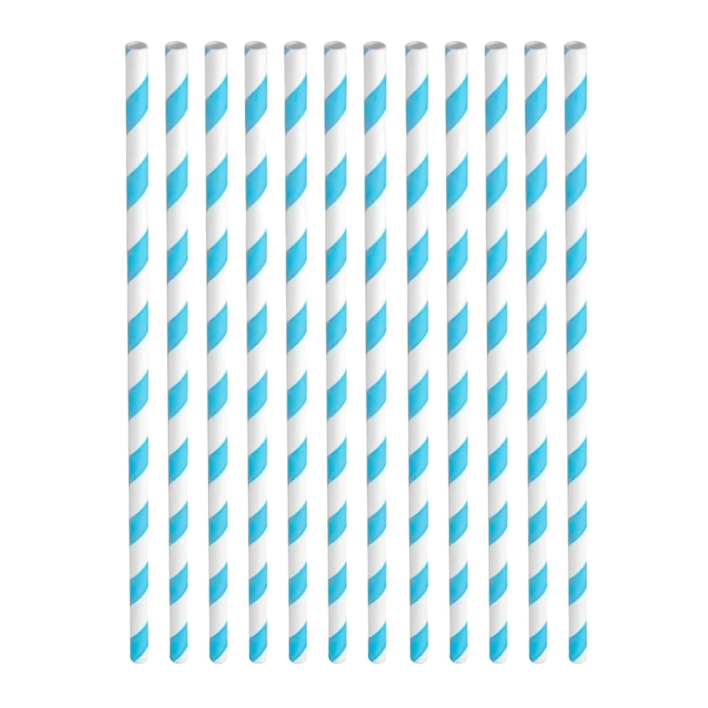 Canudo De Papel Listrado Azul Claro Art Lille 12un