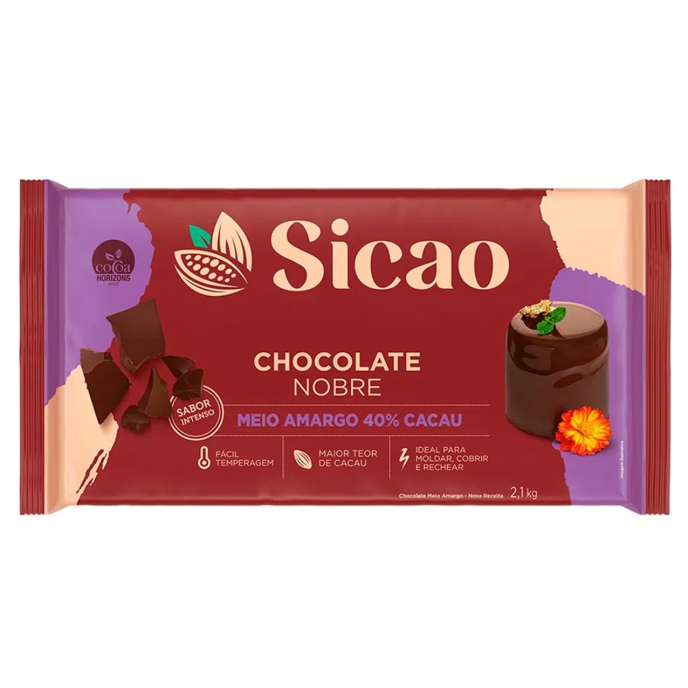 Barra De Chocolate Meio Amargo 2,1kg - Sicao
