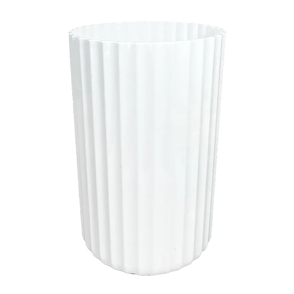 Vaso Decorativo Canelado Branco Un - Tasil