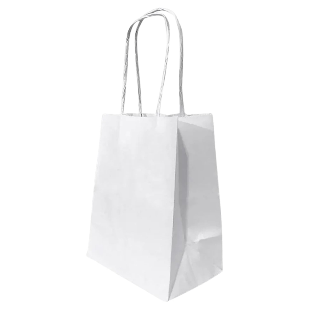 Sacola Papel Kraft Branca Tamanho 24cm X 10cm X 33cm 10 Un