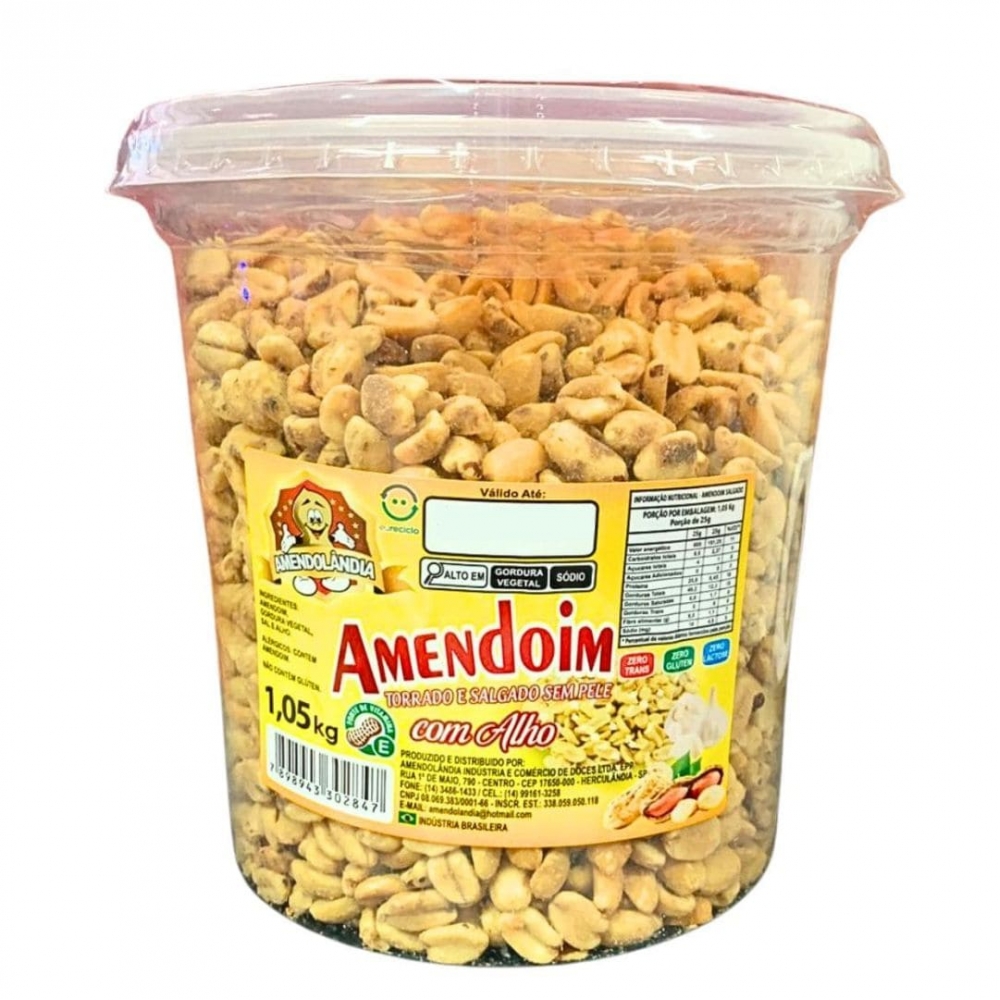Amendoim Sem Pele Com Alho Amendolândia 1,05kg