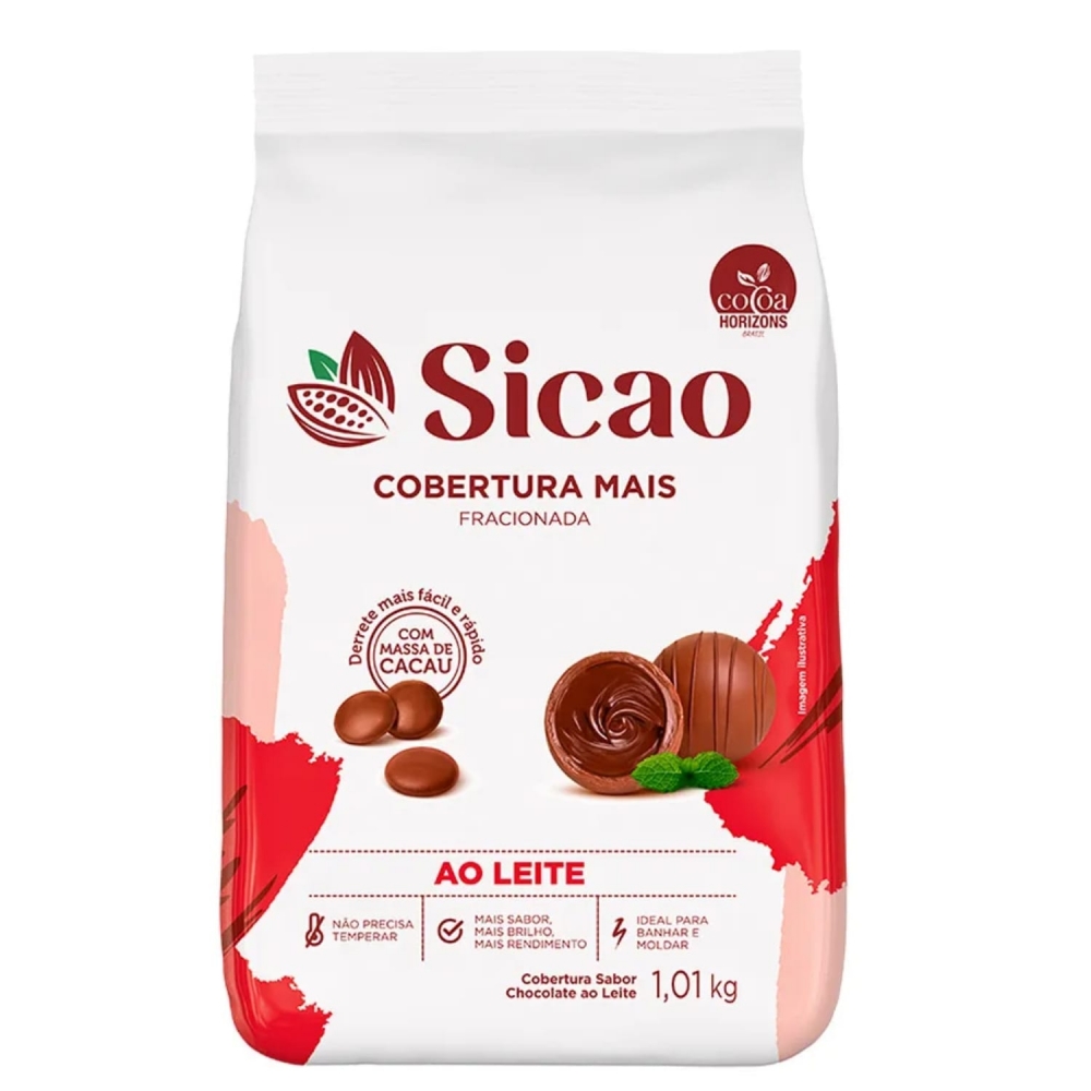 Cobertura Gotas Fracionada Ao Leite Mais 1,01kg - Sicao