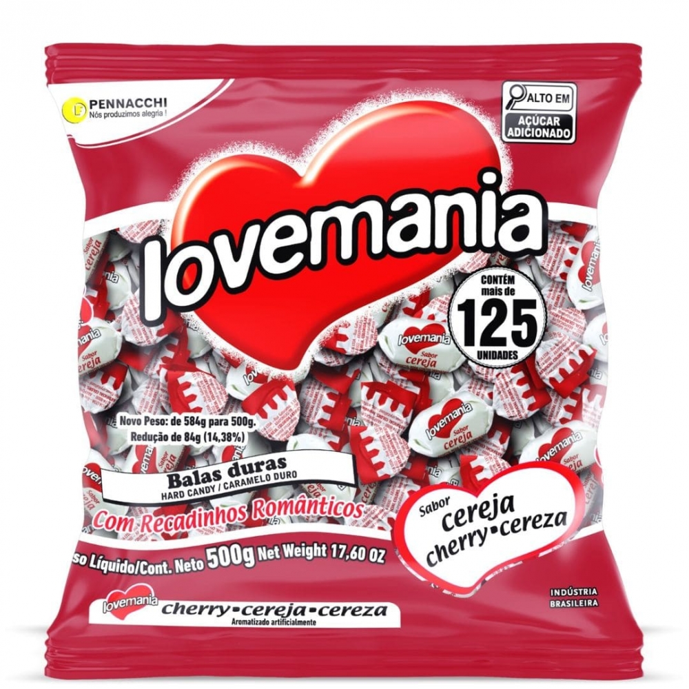 Bala Sabor Cereja 500 Grs Lovemania - Pennacchi