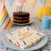 Guardanapo Happy Birthday Confete 33x33 Silver - 20 Un
