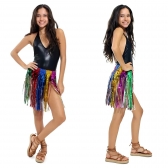 Saia De Carnaval Havaiana Metalizada Colorida 40cm
