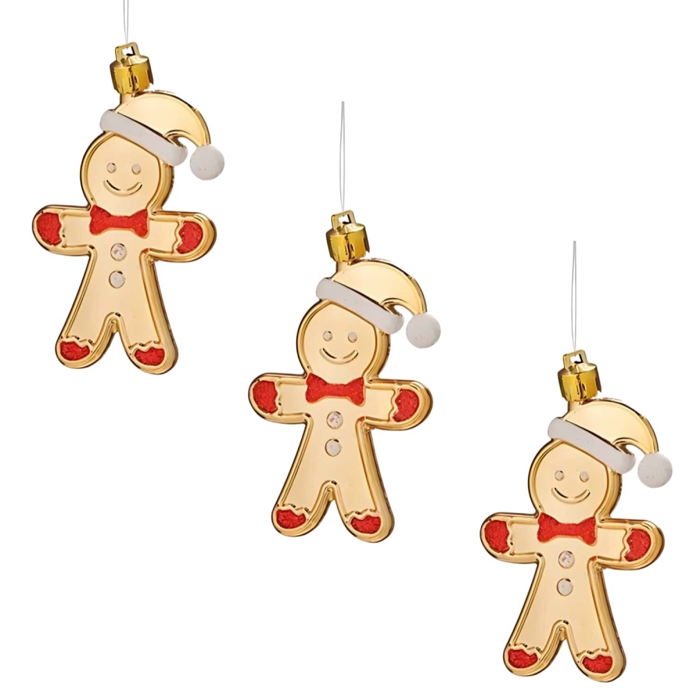 Enfeite De Natal Biscoito De Gingerbread Ouro (3un)
