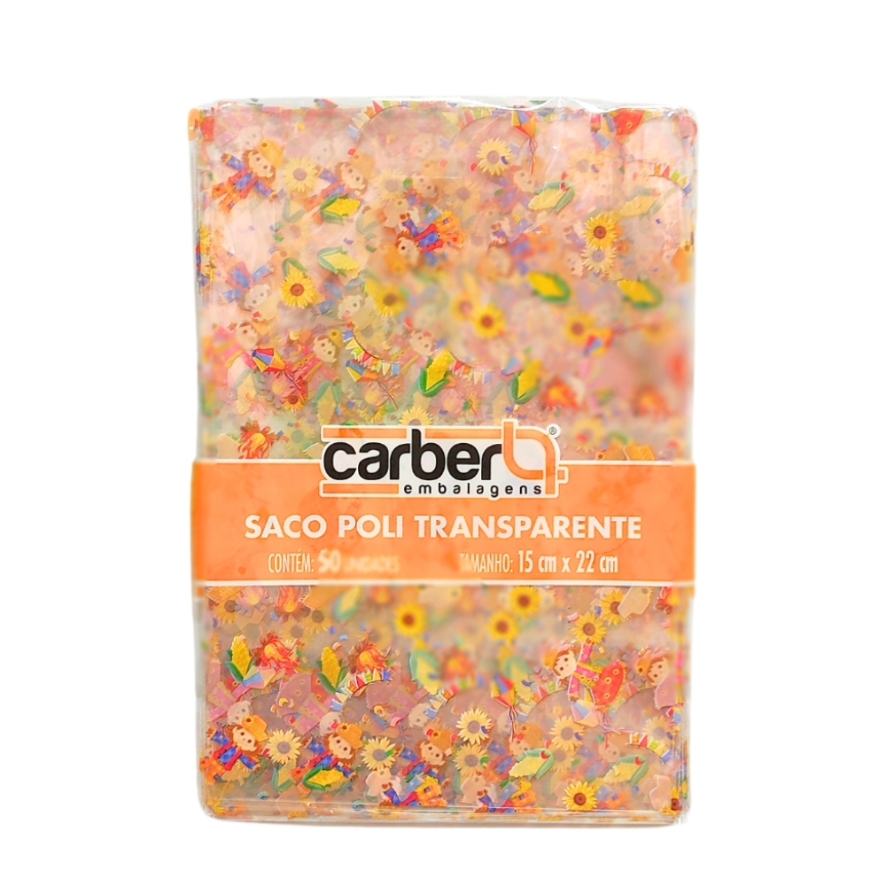 Saco Poli Transparente Arraiá Da Roça 15x22cm 50 Un - Carber