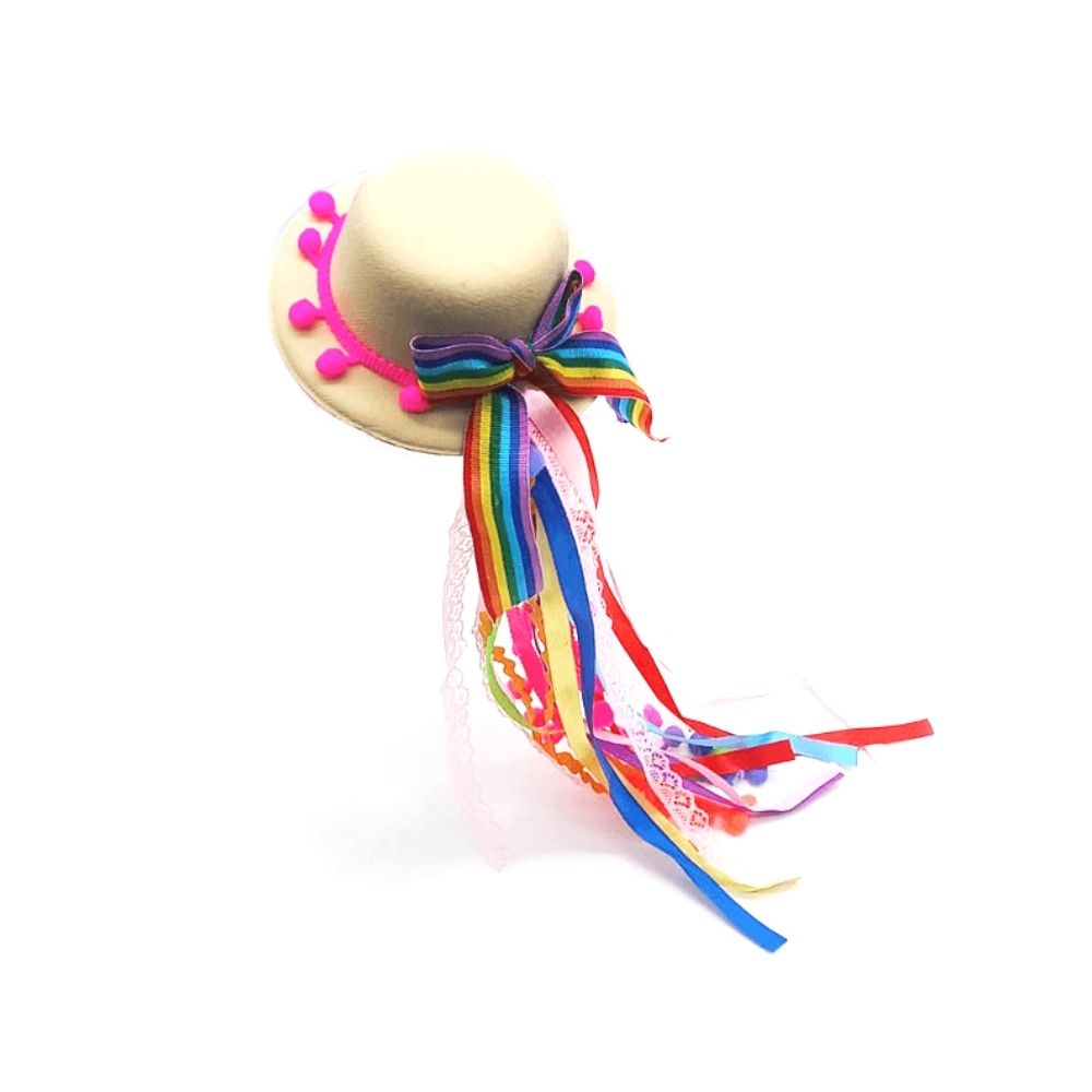 Presilha De Mini Chapéu Com Laço Colorido Un - Festa
