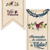 Faixa Decorativa Vertical De Tecido 1,20mx40cm Pascoa Regina