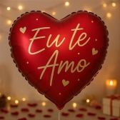 Balão Metalizado Coração Vermelho Eu Te Amo Cromus 18 Pol.
