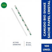 Canudo Shake Biodegradável Sache Its Bio Strawplast-100 Un