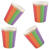 Copo De Papel Colorido Com Borda Dourada 270ml 8un