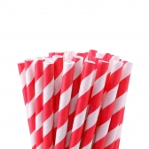 Canudo De Papel Listra Vermelho Silver 12un