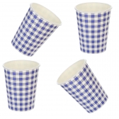 Copo De Papel 270ml Azul Xadrez 10un - Silverfestas
