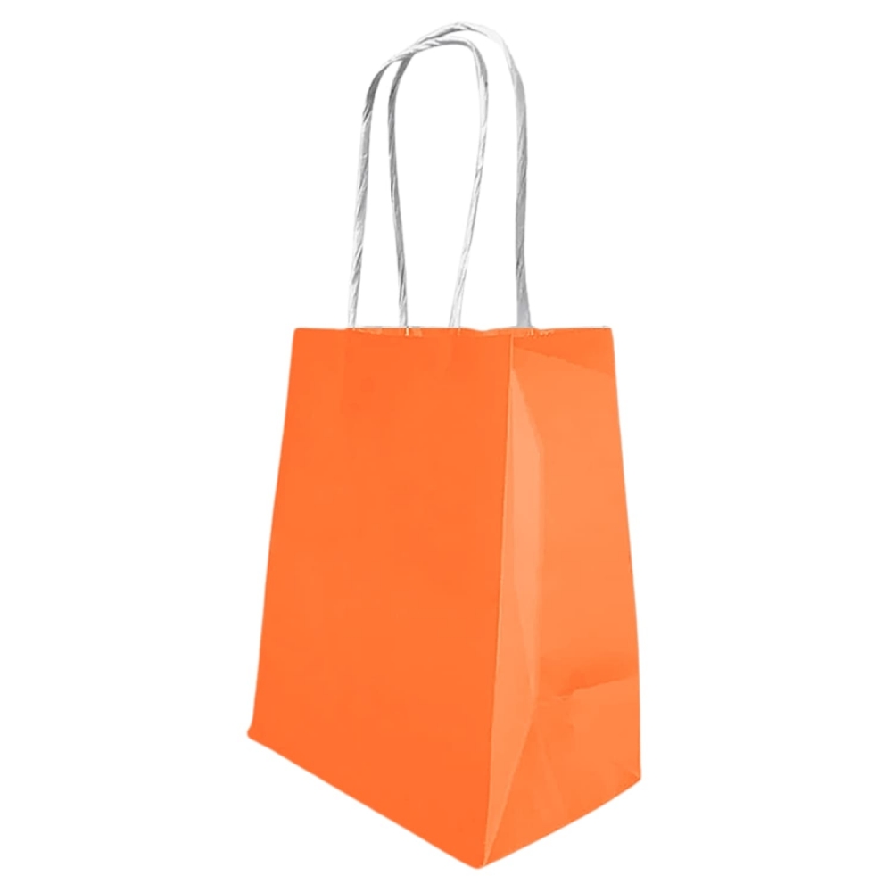 Sacola Papel Kraft Laranja Tamanho 14cm X 08cm X 16cm 10 Un