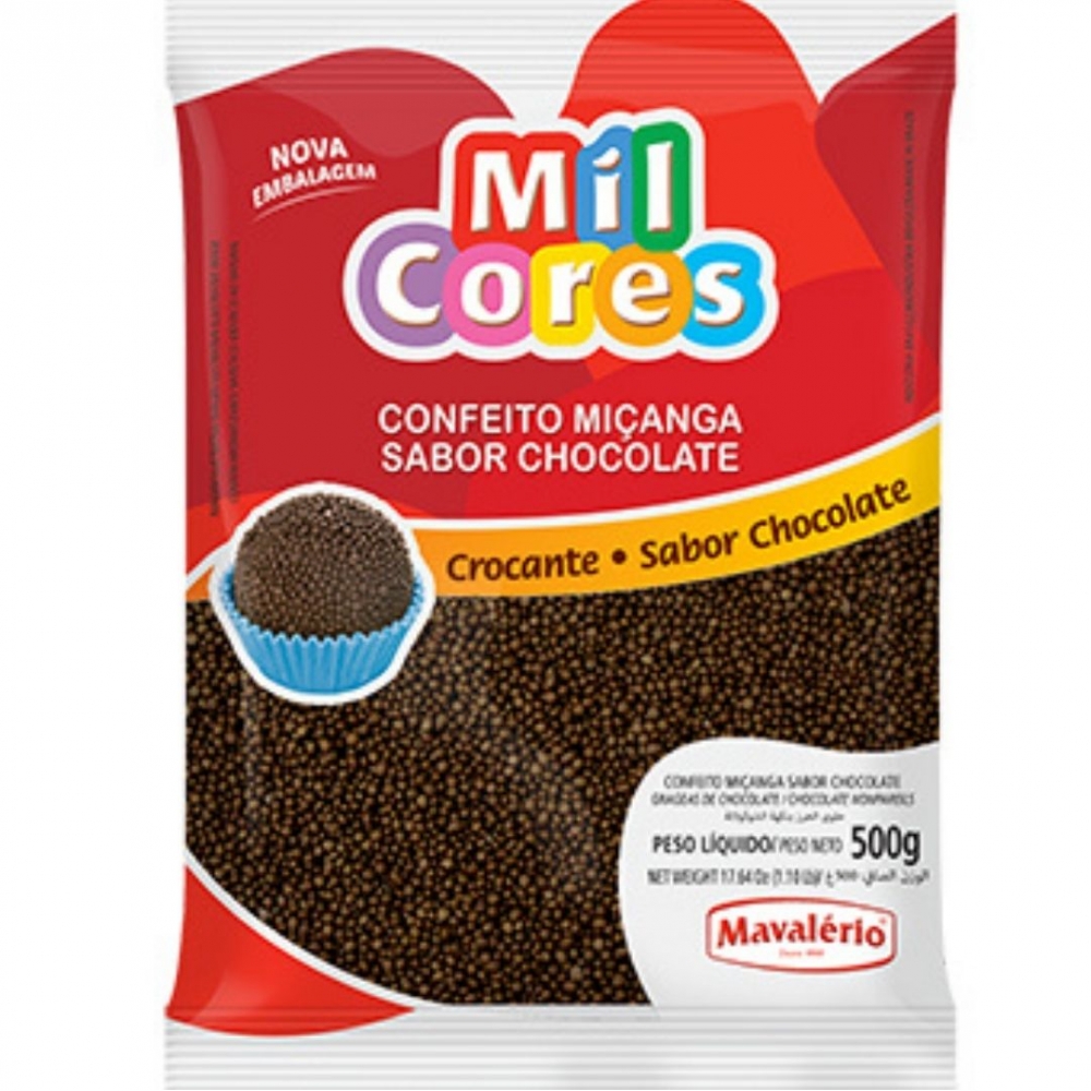 Confeito Micanga Sabor Chocolate Mavalerio 500gr