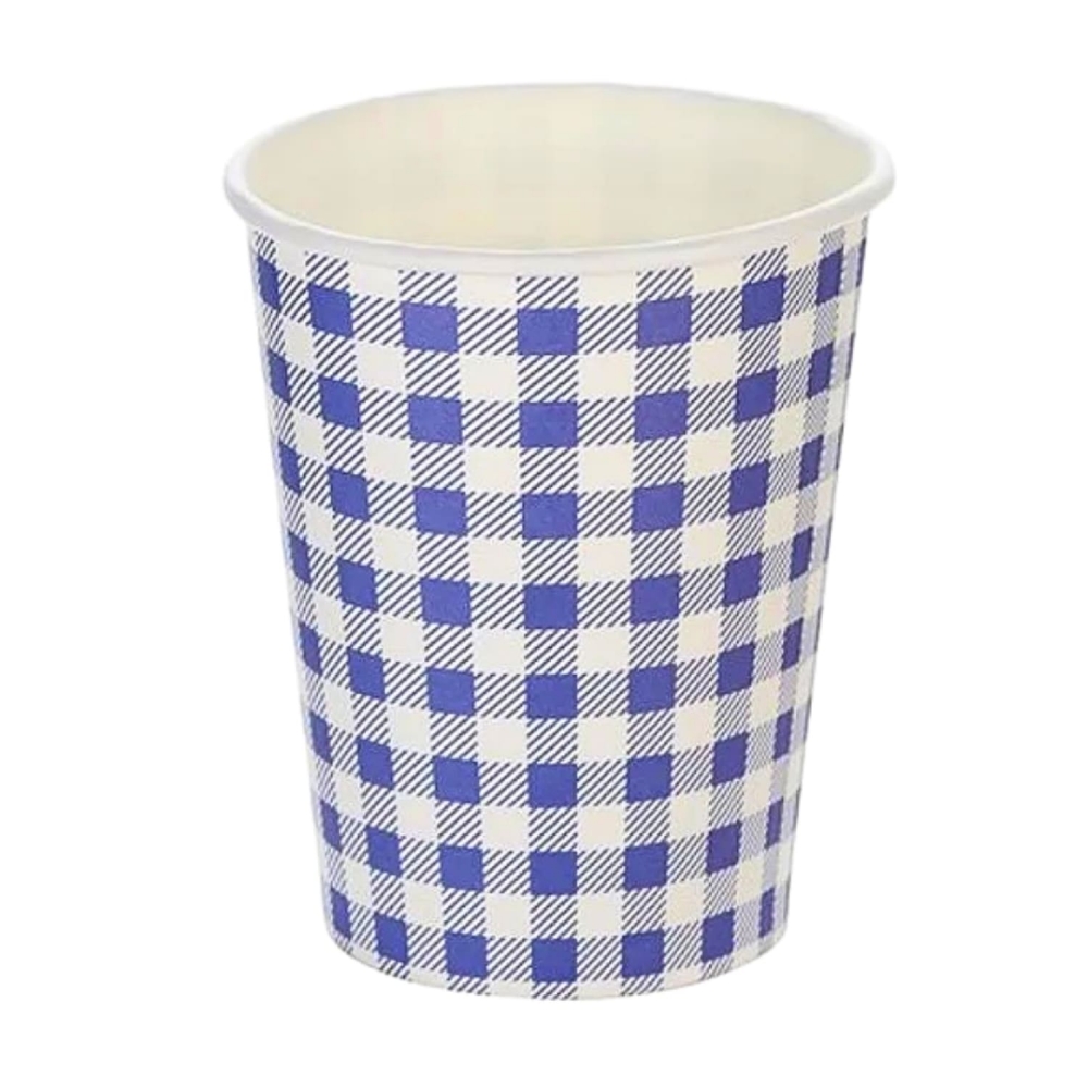 Copo De Papel 270ml Azul Xadrez 10un - Silverfestas
