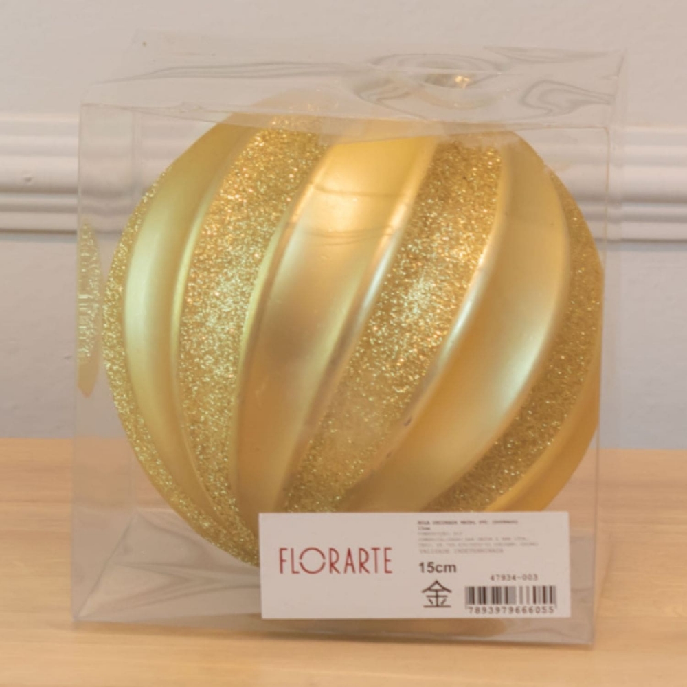 Bola Decorada Dourado 15cm Florarte