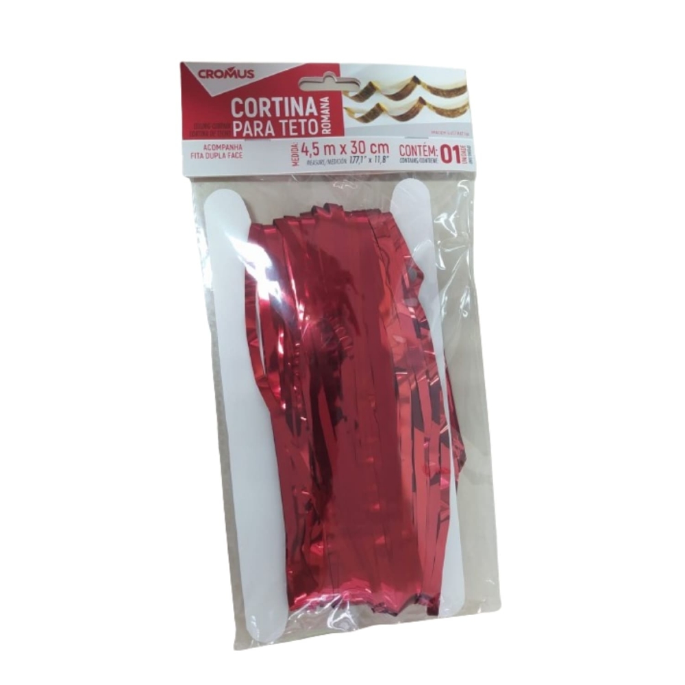 Cortina Metalizada De Teto Cromus Vermelho 4,5m X 30cm