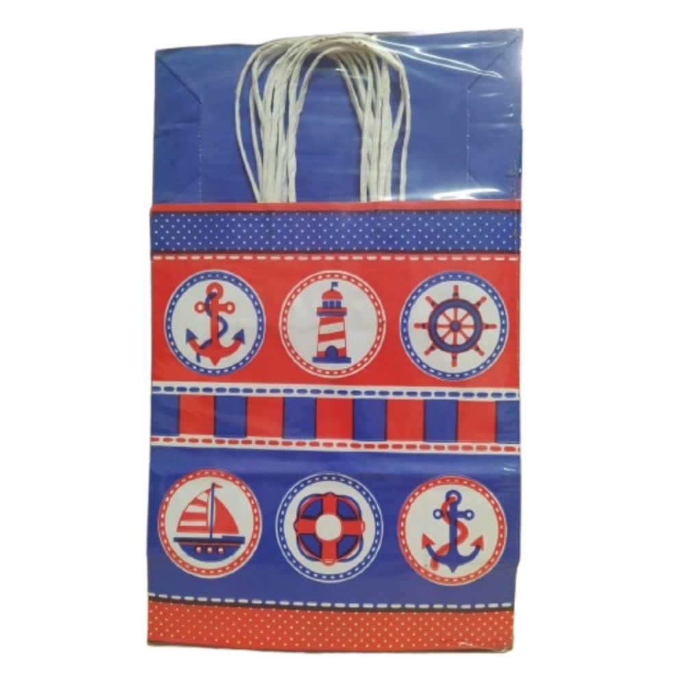 Sacola Papel Kraft Marinheiro Tamanho 18cm X 09cm X 24cm 10 Un
