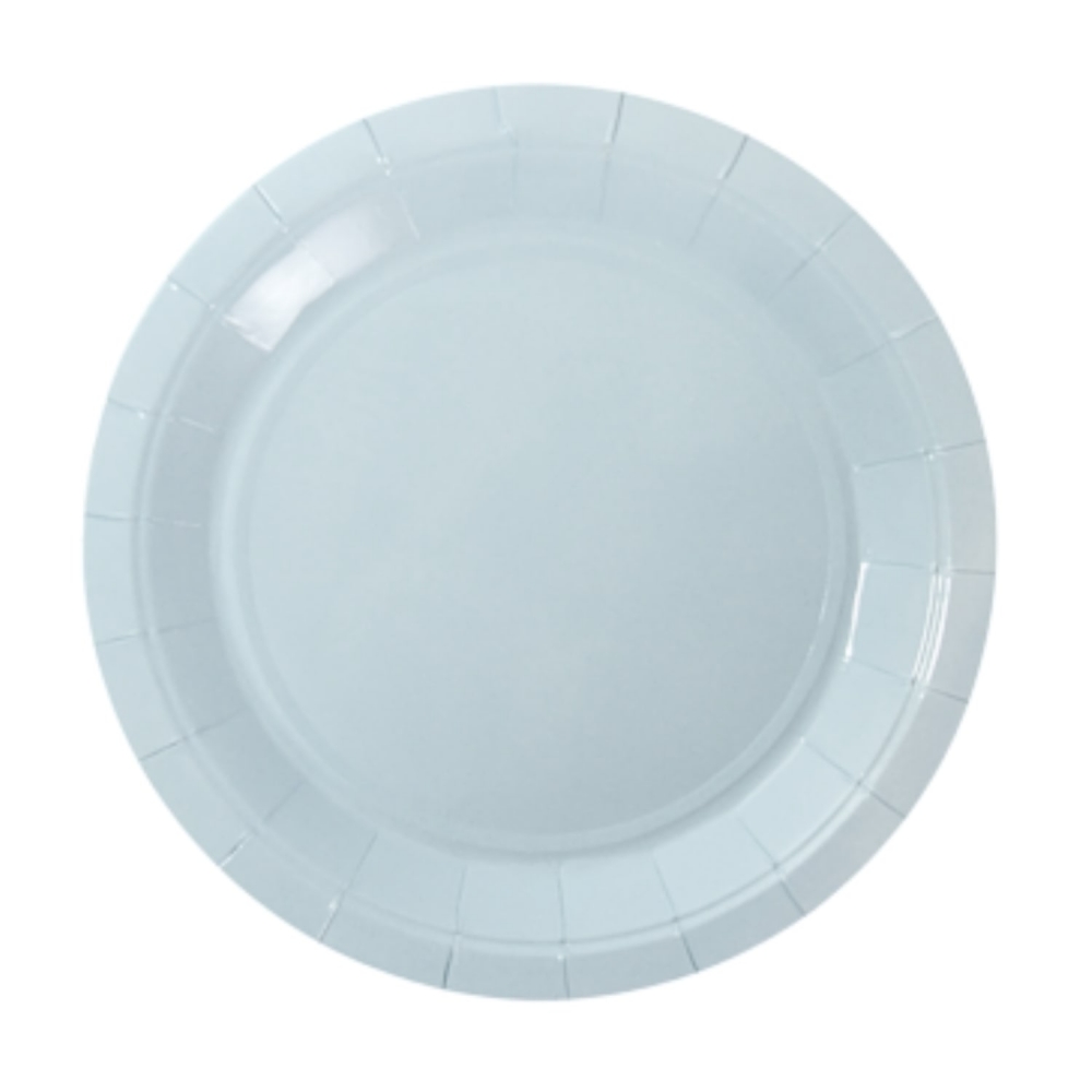 Prato De Papel Silver Azul Bebê 18cm 10 Un