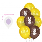 Balão Látex Coelho Feliz Páscoa 9 Polegadas 25un - Regina