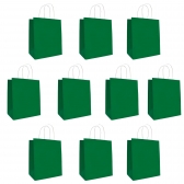 Sacola Papel Kraft Verde Bandeira Tamanho 18cm X 09cm X 22cm 10un